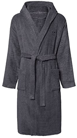 Chiemsee Unisex Bademantel mit Kapuze 100% Baumwolle Gr.S - XXL grau, Bekleidungsgröße:M