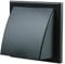 FANTRONIX Black Cowled Vent Cover 155mm Square Frame with 100mm (4 inch) Circular Spigot with Non-Return Valve External Wall Grille Removable Hood