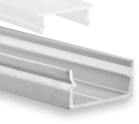 3x LED Aluminium Profil P21 Naos profilbündige Abdeckung 2m für LED Streifen bis zu 14mm inkl. Abdeckung Opal LED-Profil IP20 für LED Streifen