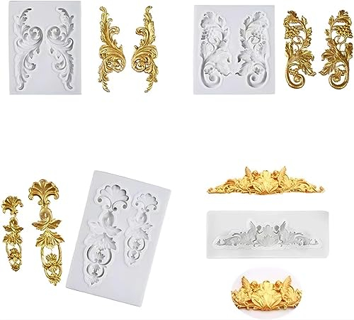 Baroque Style Retro Relief Fondant Mould Vintage Photo Frame Silicone Moulds for Sugarcraft Cake Border Decoration Cupcake Topper Jewelry Polymer Clay