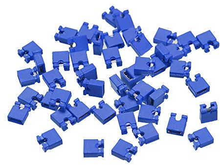sourcing map 50 Stück 2,54 mm Standard-Pin-Header Jumper Cap Kurzschluss Anschlusskappe Mini Micro Jumper Bridge Stecker Blau