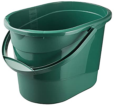 keeeper Putzeimer mit ergonomischem Griff, Griffmulde und Ausguss, Oval, 13 l, Thies Eco Line, Eco-Grün