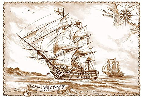 Die Staffelei Geschenk Schiff HMS Victory Karte A4 / Liebevolle Zeichnung auf hochwertigem Papier/besondere Geschenkidee für den Schiffsfreund