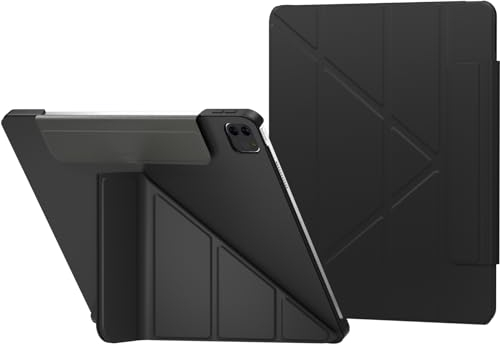 SWITCHEASY Origami Schutzhülle für iPad Air 13 (M2/M3) / iPad Pro 12,9 Zoll (2018–2022), Folio-Schutzhülle mit Multi-Winkel-Ständer, Apple Pencil 2 Ladefunktion, Schwarz