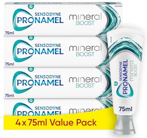 Sensodyne Pronamel Toothpaste Mineral Boost, Toothpaste Multipack for Acid Weakened Enamel Repair, Refreshing Peppermint, 4 x 75 ml