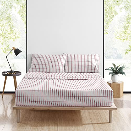 Marimekko - Bettwäsche-Set für King-Size-Betten, Baumwollperkal-Bettwäsche-Set, knackig und kühl, leicht und atmungsaktiv (Pieni Tiiliskivi Rot, King)