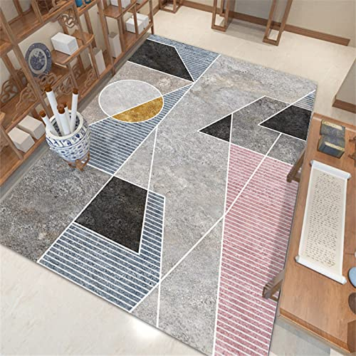 Fleckerlteppich Teppiche Grau-Rosa-Küche, Balkon, Essbereich, Rutschfester, Langlebiger, Maschinenwaschbarer Teppich Teppiche Wohnzimmer 135X200cm