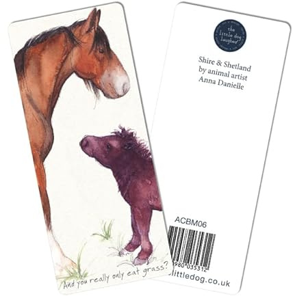 Little Dog Laughed Shire & Shetland Horses Bookmark Gift Idea Book Lover Gifts ACBM06