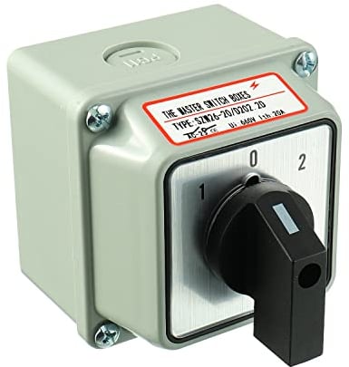 SIGANDG Interruttore rotativo universale SZW26-20/D202.2D con interruttore principale scatola esterna LW28-20/4, 660 V, 20 A, ON-Off-ON 3 posizioni, 2 fasi, 8 terminali