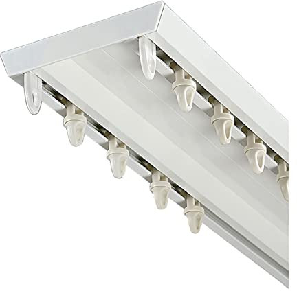 NOIRDA Decke Verbundene Doppelschiene, Aluminium, Raumteiler-Schienensystem, Gardinenschiene Für Wohnzimmer, Schlafzimmer, Dusche, Schrank (Color : White, Size : 1m/3.3ft)