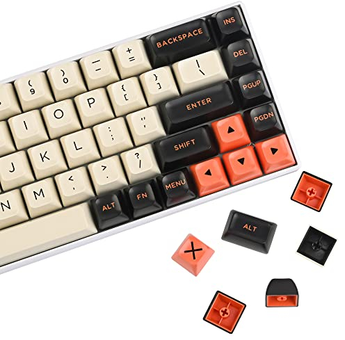 Owpkeenthy Retro Carbon Keycaps ASA Profile 150-Key Custom Doubleshot ABS Key Caps Set with Split Spacebar for US and UK Layouts Mechanical Gaming Keyboard(ASA/Carbon)