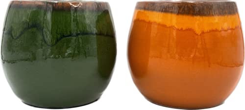 Charlotte Glossy Glazed ,Well Made Ceramic Plant Pot, Shinny colour options D23cm H20CM, Orange or Emerald Green, Openin D18cm (Orange)
