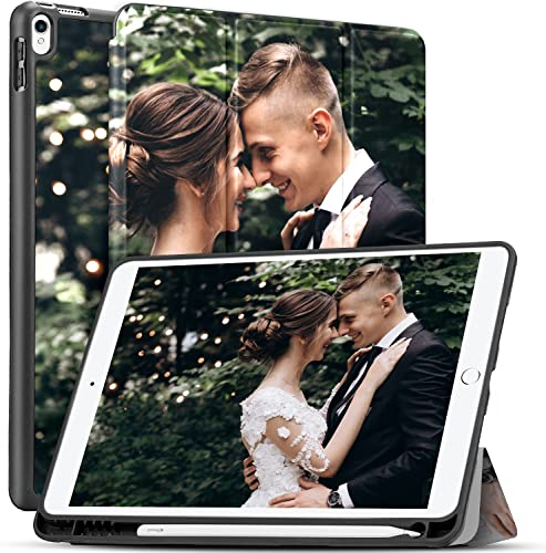 Sunrive Personalizzate Pelle Cover compatibile con iPad Air 10,5 (3. Generation 2019) und iPad Pro 10,5 2017,con supporto ripiegabile, personalizzabile tablet case con Foto Testi Logo e Grafiche