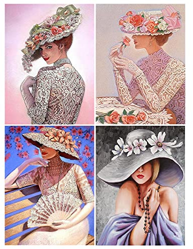 DCIDBEI 30 x 40CM 5D Diamant-Malerei Zarte Dame || DIY Dimond Painting Elegante Frau || Wohnzimmer Schlafzimmer Baby Dekoration ||Basteln, Malen & Handarbeiten || Frau mit Hut