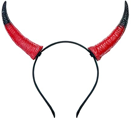 keland Halloween Cosplay Kostüm Gothic Teufel Dämon Hörner Stirnband Haarband Kopfschmuck (X-Rot)
