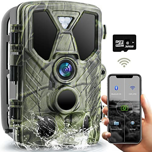 RecorCam Wildkamera WLAN mit App 36MP 4K H.265, Wildkamera mit Bewegungsmelder Nachtsicht, 0.2s Schnelle Trigger, 120° Weitwinkel 940nm IR