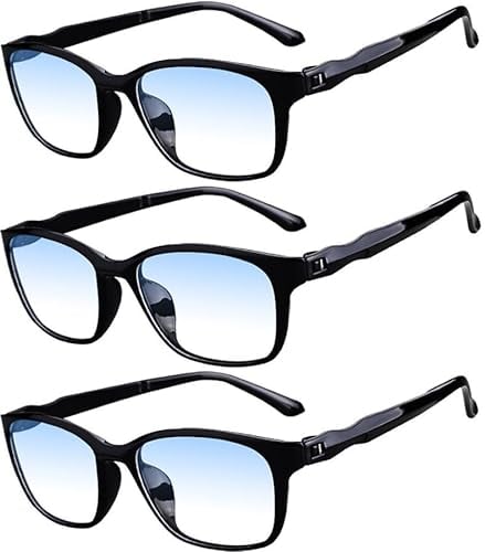Eyglajdd Lesebrille für Herren Damen Matt Finish,TR90 leicht Lesehilfe Blaulichtfilter Brille 3er-Pack Schwarz +2,0