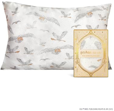 Harry Potter x Kitsch Satin-Kissenbezug mit Reißverschluss, weicher als Seide, kühlende Kissenbezüge für Haar und Haut, Satin-Kissenbezüge, Standardgröße (Eulenpfosten, 1 Stück)