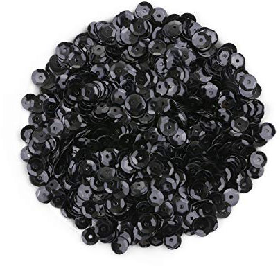 Naler 2800 Stück lose Pailletten schwarz glitzernde Pailletten Spangles Pailletten zum Basteln, Nähen, Kleidung, Dekorationen, Hochzeit, Weihnachten, 6 mm