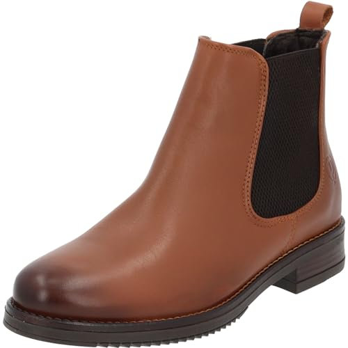 Palado Chelsea Boots Damen Patmos – elegante Stiefeletten aus hochwertigem Rindsleder – leicht gefüttert – gefertigt in Portugal – ideal für Herbst und Winter Braun UK8 - EU41