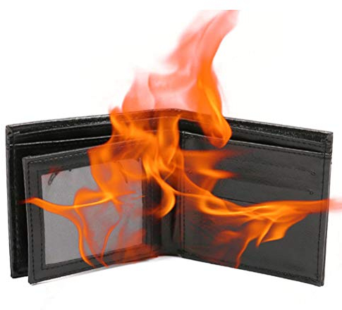 Magische Geldbörse, Magierbrieftasche mit großer Flamme, Magier-Brieftasche Magie, Geldbörse Magie, Schwarz, #251