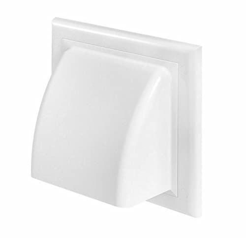 AirTech-UK Cowl Gravity Flap Wall | Non-Return Valve Cowl Duct Cover Air Vent White-100mm