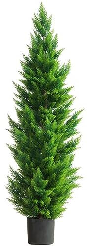 Pinos y cipreses Artificiales, árbol Falso de Navidad con macetero Negro, para el hogar, Oficina, jardín, balcón, Comedor, Grandes Plantas Verdes en macetas (tamaño: 1,5 m (4,9 pies))