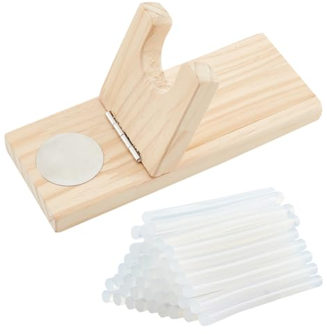 OLYCRAFT Wooden Hot Glue Gun Holder with 50Pcs Hot Melt Resin Glue Sticks Wood Hot Melt Glue Gun Stand Hot Melt Glue Gun Wooden Base with Glue Sticks for Craft Room Organizer