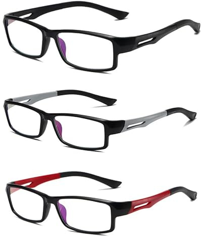 Eyglajdd TR90 Rechteck Zweifarbig Lesebrille Lesehilfe,Blaulichtblockierende Brillen 3er pack