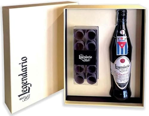 RUM LEGENDARIO ELIXIR 7 ANNI 70CL CONFEZIONE REGALO CON BICCHIERI LUXURY COLLECTION DOLCEAMARO