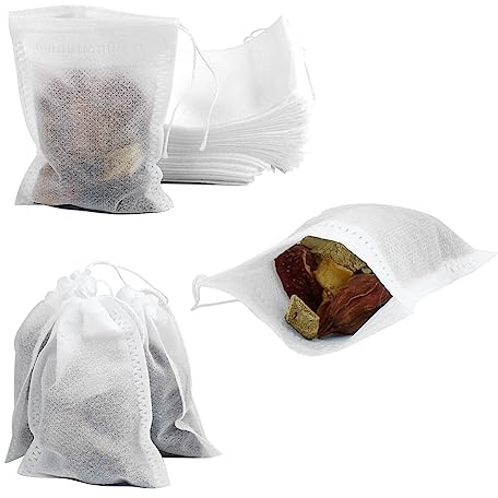 Lot de 100 petits sacs jetables en mousseline avec cordon de serrage pour la cuisine, le trempage de liqueur médicinale, le thé et le café, le bricolage, le stockage des épices, les mariages, les