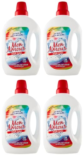 4er-Pack FELCE AZZURRA Mon Amour Fresh Color Detersivo, Flüssigwaschmittel für Farbige Kleidung 26 Wäschen 1,560L