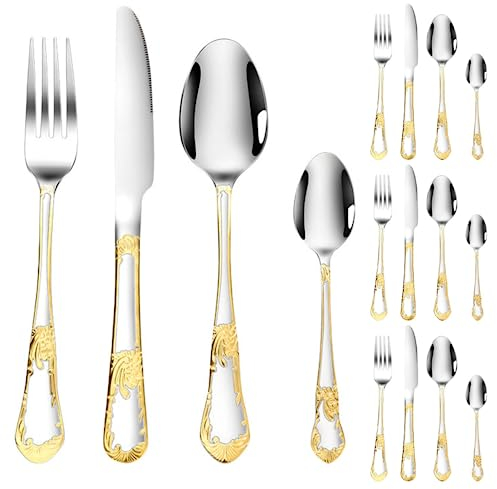 Set Di Posate, Set Di Posate In Acciaio Inossidabile, Plastica Trasparente, Set Cucchiaio Coltello E Forchetta, 16 Pezzi Manico for Intaglio Girasole Posate Da Cucina In Acciaio Inossidabile Set Di Po