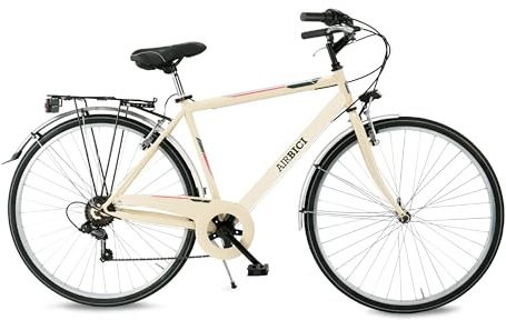 Airbici Herren-Fahrrad Fusion Man 71 cm (28 Zoll), Herrenfahrrad, 6 Gänge, Stahlrahmen, Aluminiumfelgen, LED-Lichter, Gepäckträger, Ständer.