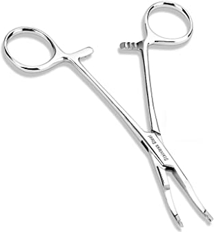 Paula & Fritz® Dermal Anchor Zange Silber Chirurgenstahl 316L 140-mm Klemm-Zange Schmuck-Pinzette Skindiver Tool Haltezange Kelly-Pinzette Hautanker
