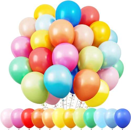 Ballons Anniversaire, 100 Gonflables Multicolores, Helium pour Ballon, Baudruche pour Carnaval, Fête, Décor