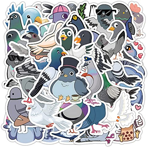 Pigeons Aufkleber 50 Stück Cartoon Niedliche Vogel Tiere Aufkleber für Skateboard Laptop Scrapbook Telefon Motorrad Koffer Auto Gepäck Computer,Wasserdicht Stickers für Jungen Kinder