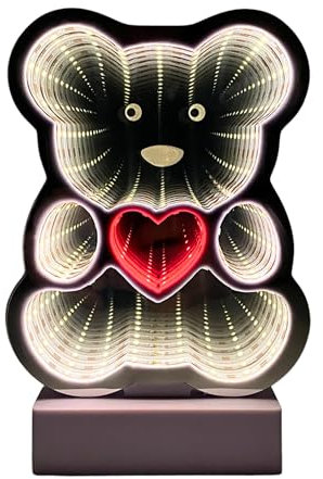 Gleneagles Teddy Bear Infinity Light - Neon Sign Gaming Accessories for Room. Mens, Stunning Gaming Bedroom Accessories with Infinity Effect. Bear Light