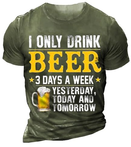 Herren-T-Shirt mit Aufdruck, für den Alltag, lässig, bequem, vielseitig, locker, Rundhalsausschnitt T Shirt Herren Unifarben Oktoberfest Herren T-Shirt Bierfest Shirt Männer Trachten (AG-d, XXXL)