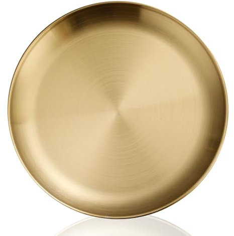 2pcs Gold Tray, Gold Trays for Decor Trinket Tray Stainless Steel Jewelry Organizer Trays for Jewelry Coffee Tea