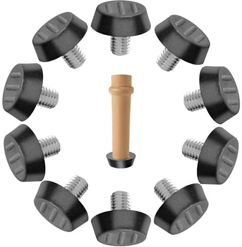 Adjustable Furniture Feet M8x10x23 Mm, 10pcs Levelling Feet For Table Desk Cabinet Glide Rubber Furniture Levelers Anti-Scratch Floor Protector Reducing Noise Foot Screw For Chair Cupboard Leg