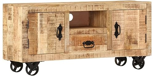 Xichuzi TV-Schrank Raues Mangoholz 110x30x50 cm, TV Lowboard, Fernsehschrank, Fernsehtisch, Fernseher Schrank, TV Sideboard, TV Board, TV Cabinet, TV Bank, TV Kommode