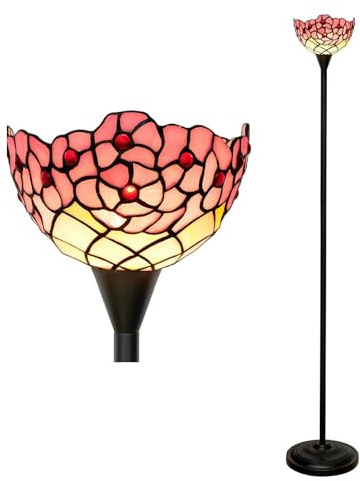 wecrejoni Tiffany Buntglas Stehlampe für Wohnzimmer Schlafzimmer Moderne Stehleuchte mit Kirschblüte Design für Nachttisch Wohnzimmer Büro Schlafsaal Dekorieren Housewarming Geschenk