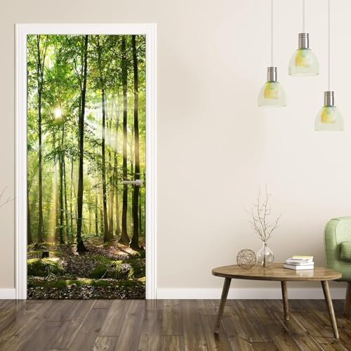 Türbekleben Wald Türtapete, Selbstklebend TürPoster Wald Türbilder, 3D Fototapete Türfolie Poster Tapete Türaufkleber Tür Tapeten 77 x 200 cm q2657