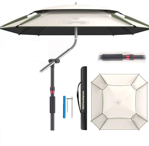 ZYXQQJ Großer Strandschirm Angelschirm Windfest Stabil Strandschirm Mit Sandanker UV-Schutz 360° Drehbar Ø 200/220/240/260cm(2.2m)