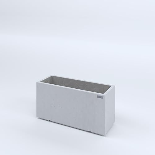 FLORESPIRA FIORIERE IN CEMENTO LISCE RETTANGOLARI PIEDINI ACQUASTOP CM80X30X40H BIANCO