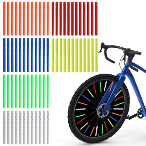 XWCHASA 72 Bunte Fahrrad Speichenreflektoren in 6 Farben, 360° Sichtbarkeit, Wiederverwendbar, Einfache Montage, Fahrrad Reflektoren Speichen für Alle Fahrradtypen
