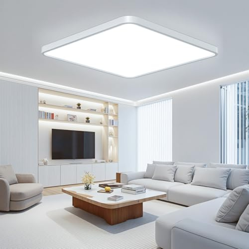 OTREN Deckenlampe LED Deckenleuchte Flach 50CM, 6500K Led Deckenbeleuchtung Panel, 48W Led Lampe für Wohnzimmer Schlafzimmer Küche Balkon Büro Flur