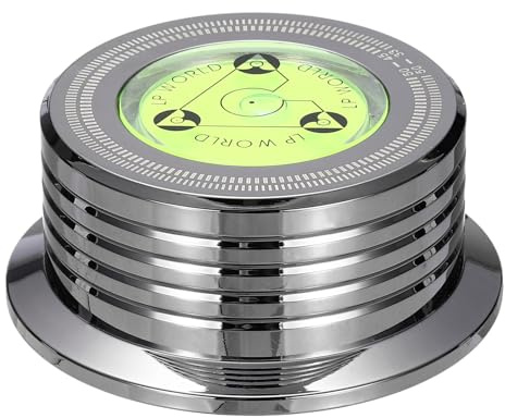 QUARKZMAN Estabilizador De Peso para Grabación De 50Hz Negro Cromado | Abrazadera De Aluminio Y Vinilo De 3x1.3 265g, Estabilizador De Plato Giratorio Amortiguador, Con Nivel De Burbuja