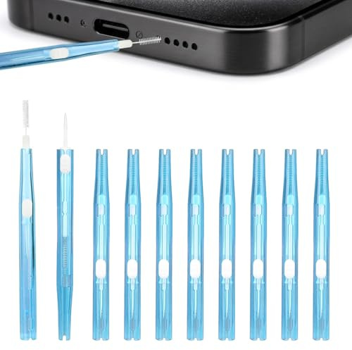 10pcs Phone Cleaning Kit, Double-Sided Charging Port Cleaning Kit, Anti-Clogging Bristles & Hook Charging Port Cleaning Brush, USB C Port Cleaner for Mobile Phone Earbud Speaker Headphone